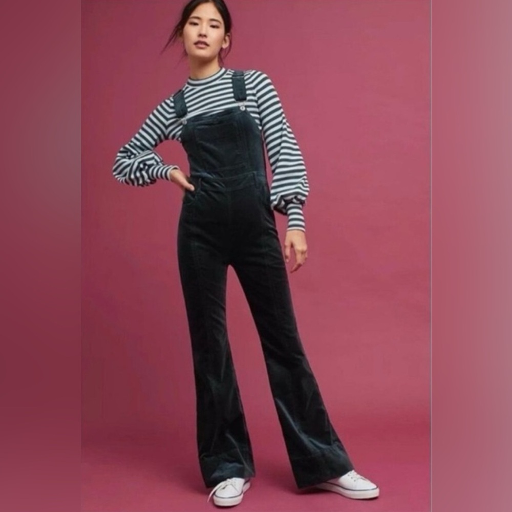 Anthropologie Pilcro Velvet Overalls Flared